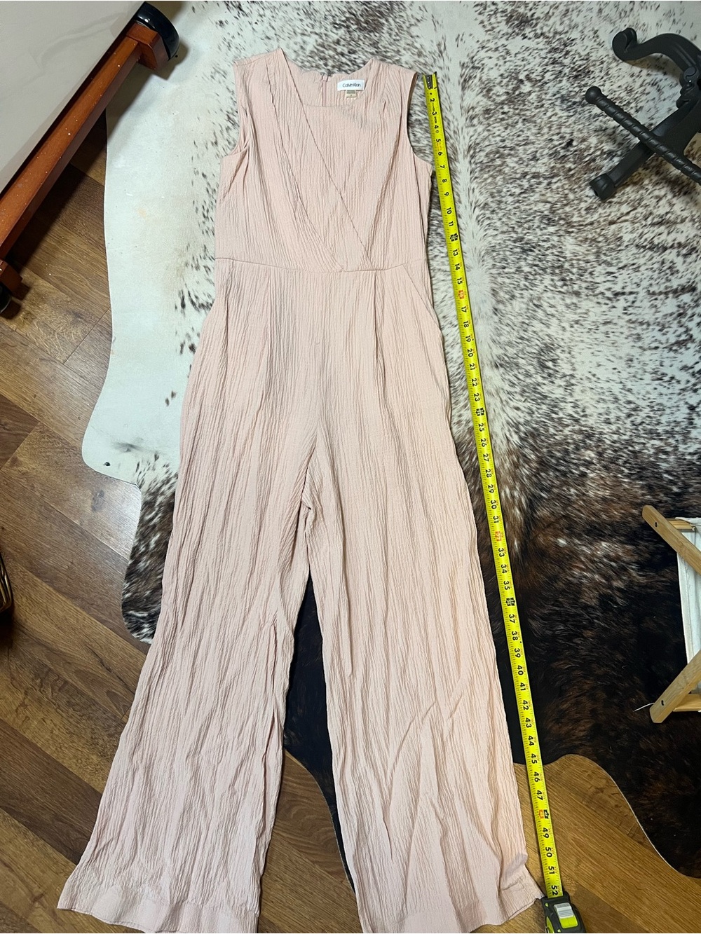 Calvin Klein Sleeveless Wide-Leg Jumpsuit in Light Taupe - Picture 10 of 13
